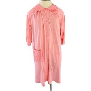 Vintage 60s 70s Shadowline Light Pink Gown Ruffles & Pockets